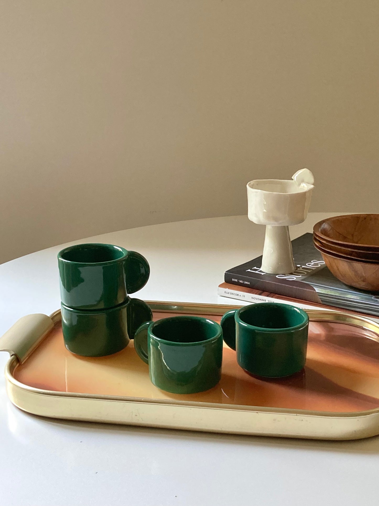 Set 4 tazzine da caffè inpilabili vintage