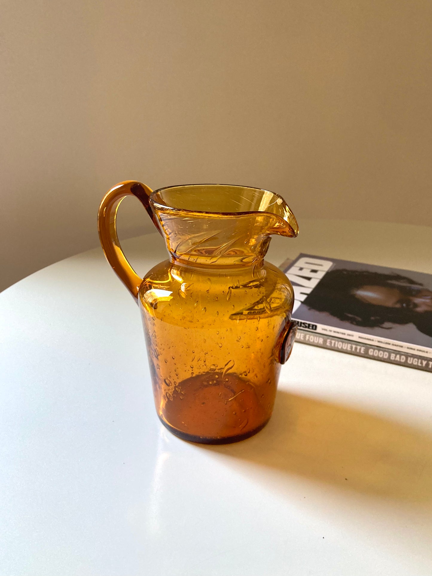 Vintage La Rochere carafe in amber glass