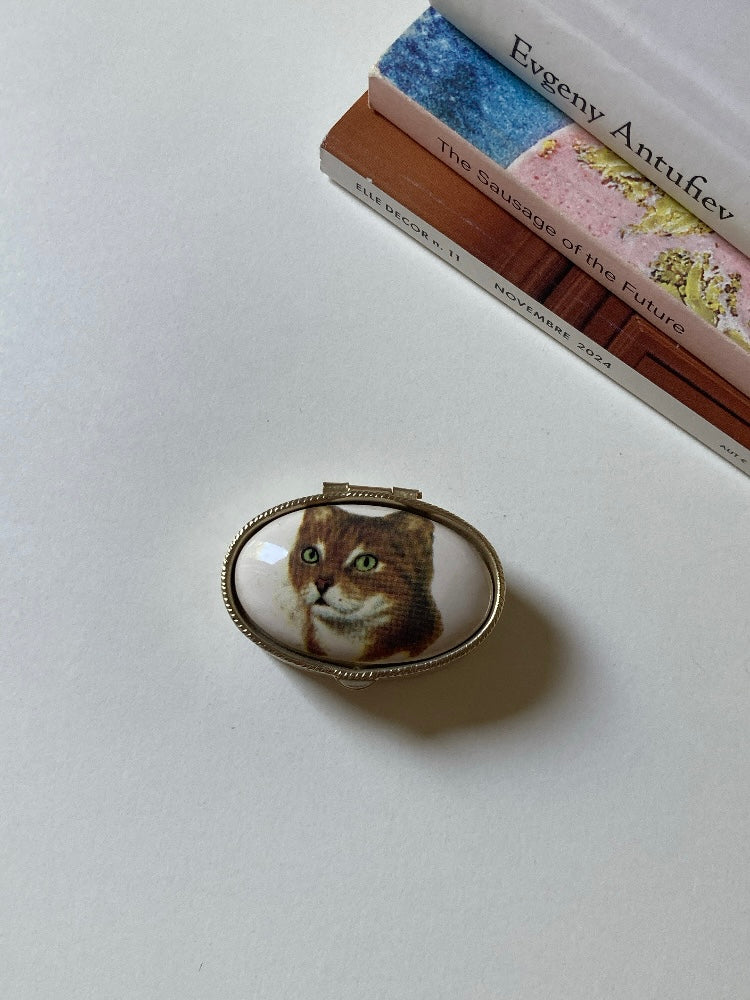 Portapillole vintage con gatto rosso