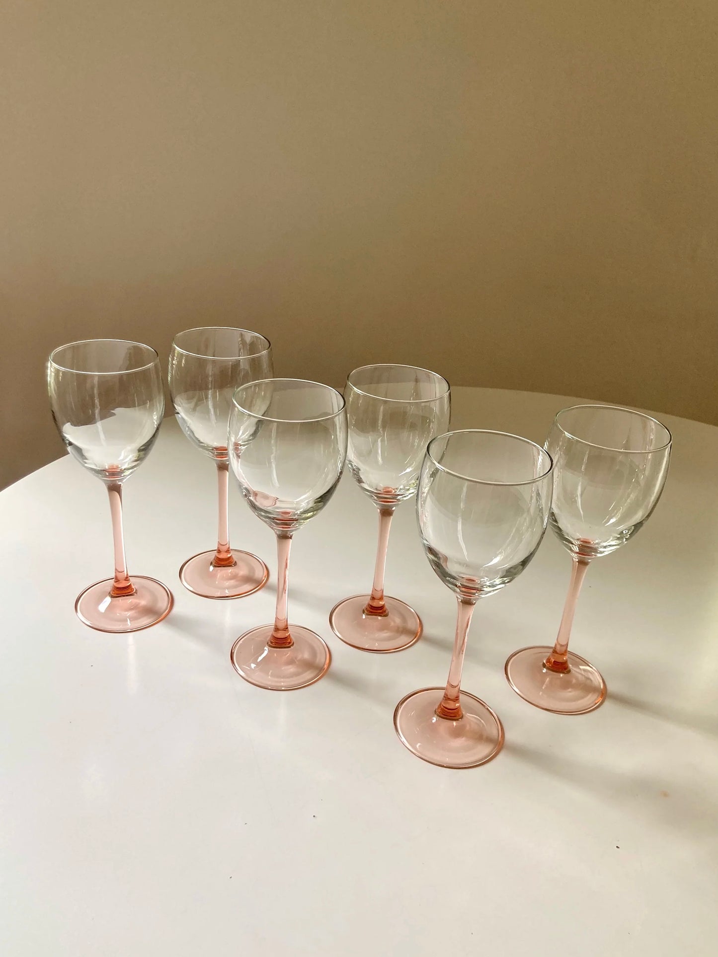 Set di 6 calici vintage a stelo rosa