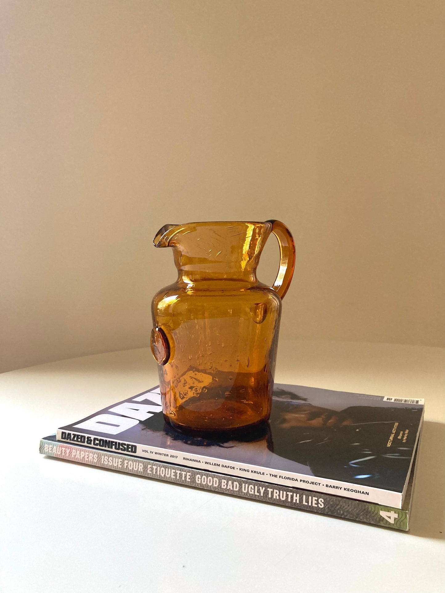 Vintage La Rochere carafe in amber glass
