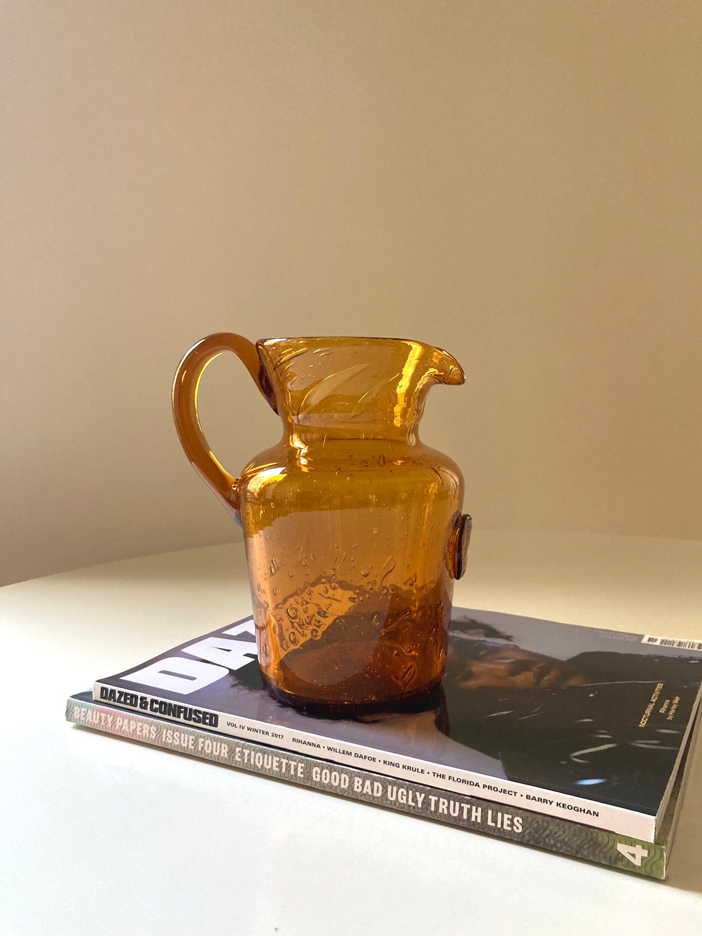 Vintage La Rochere carafe in amber glass