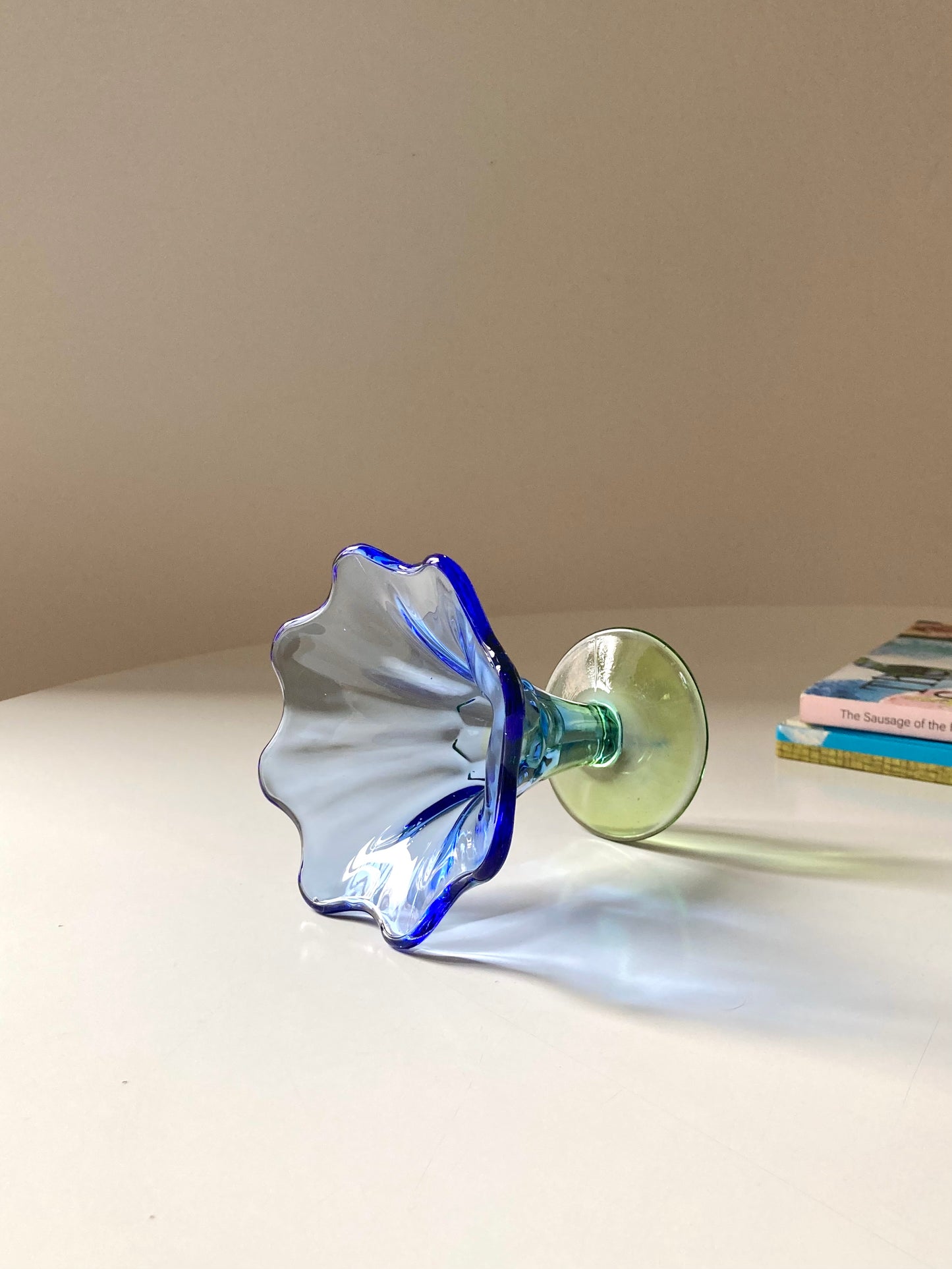 Set 4 coppe in vetro blu e verde