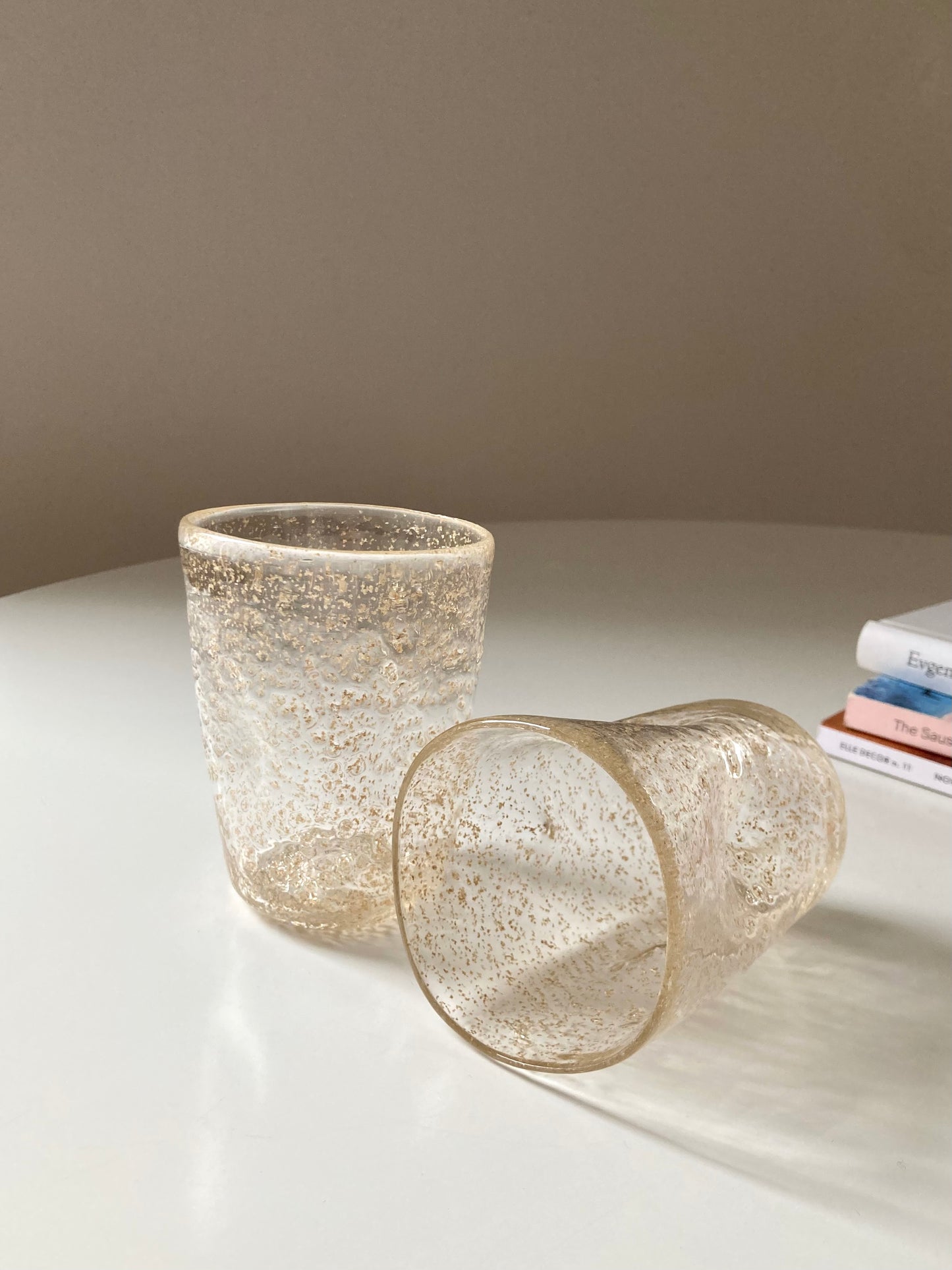 Set di goti veneziani trasparenti con glitter oro