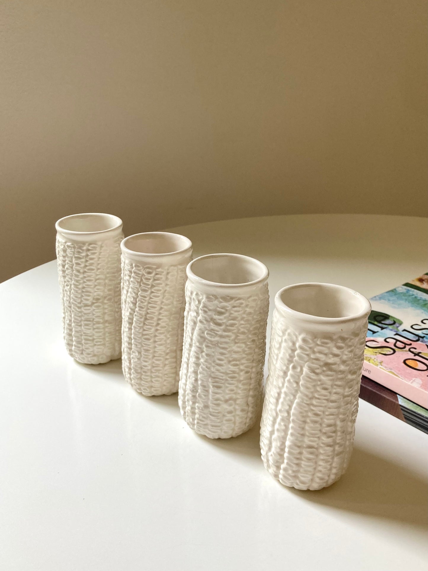 Set di 4 bicchieri pannocchia in ceramica