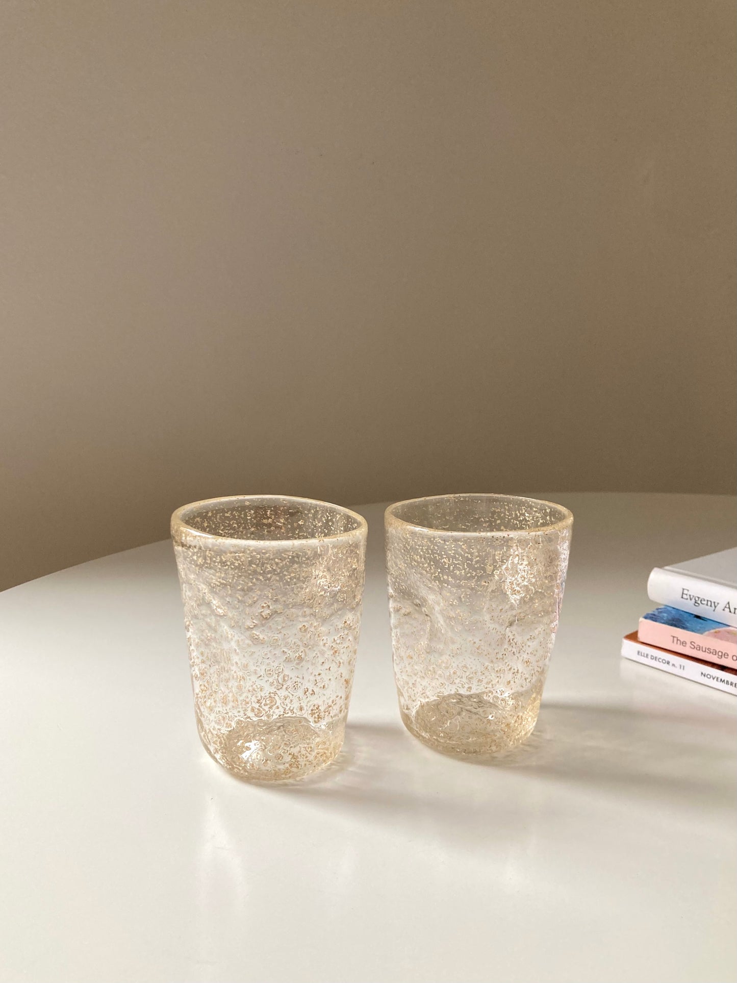 Set di goti veneziani trasparenti con glitter oro