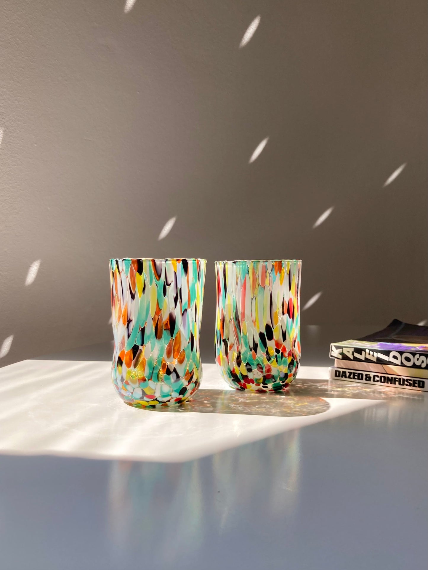 Pair of Gothic glasses in speckled glass