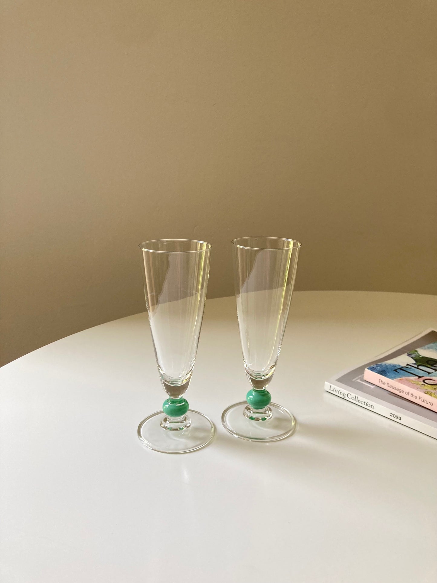Set di 6 flute con dettaglio turchese