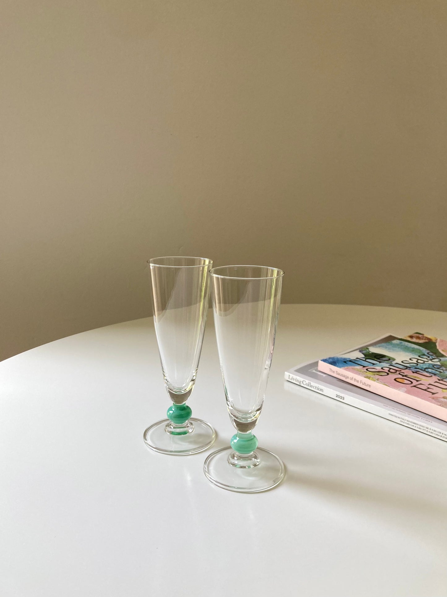 Set di 6 flute con dettaglio turchese