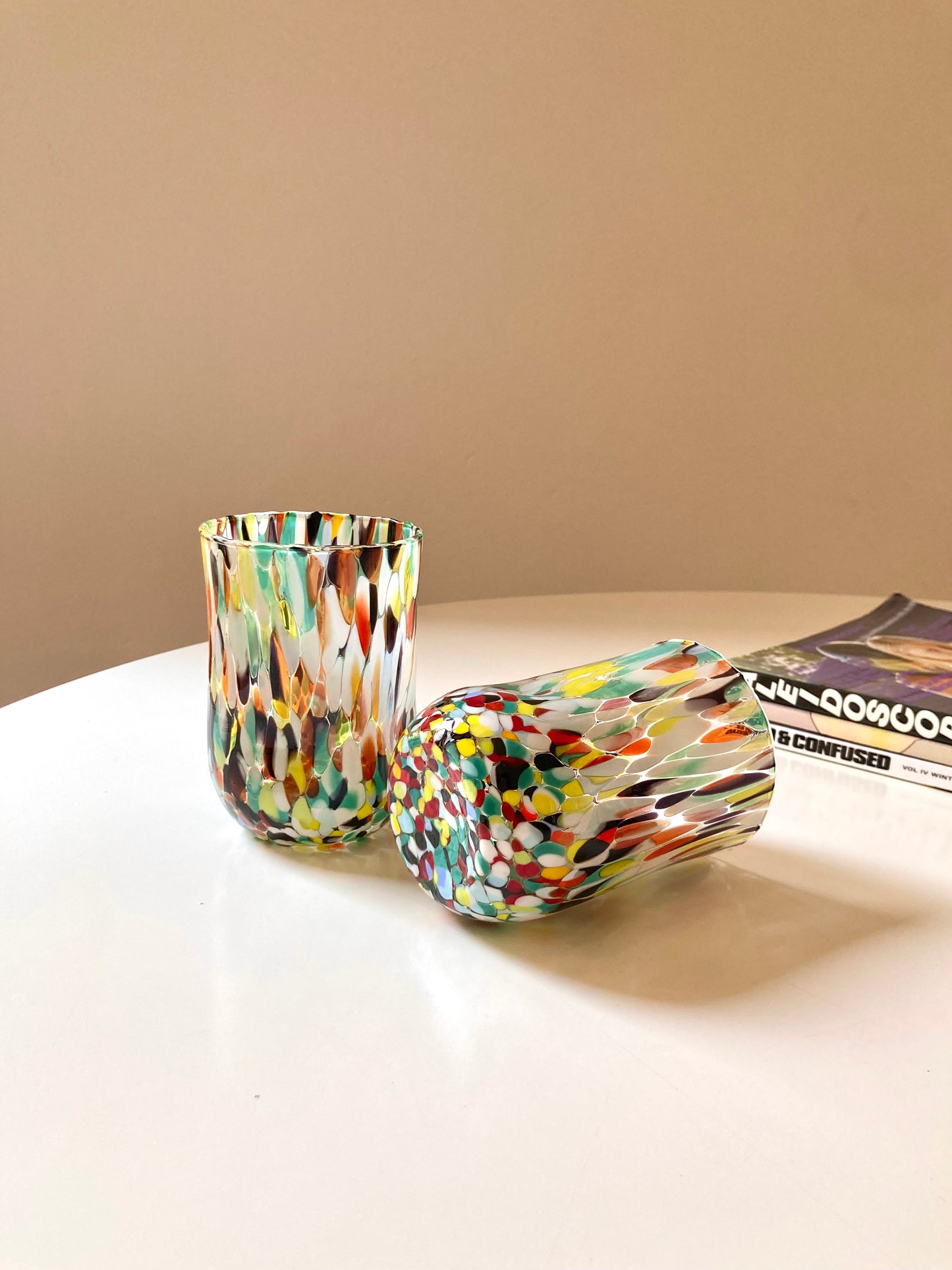 Pair of Gothic glasses in speckled glass