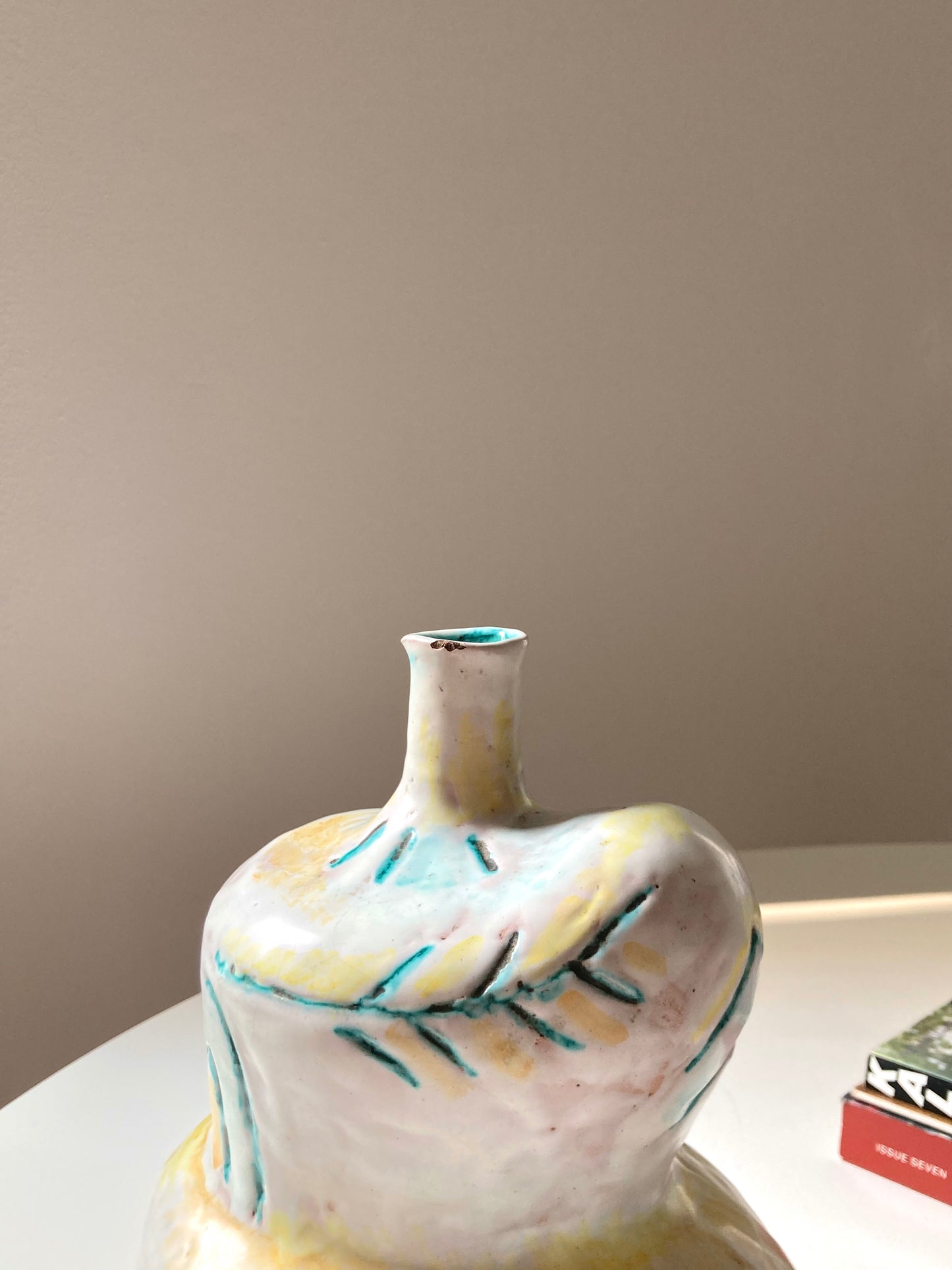 Hand-painted glazed terracotta vase