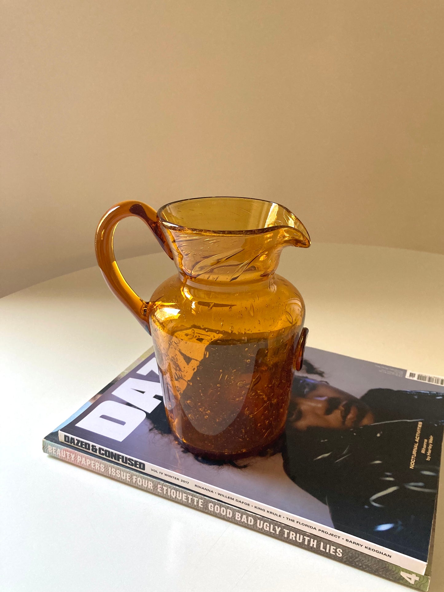 Vintage La Rochere carafe in amber glass