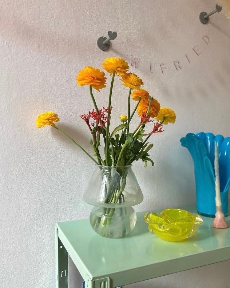 Vaso a fungo in vetro striato
