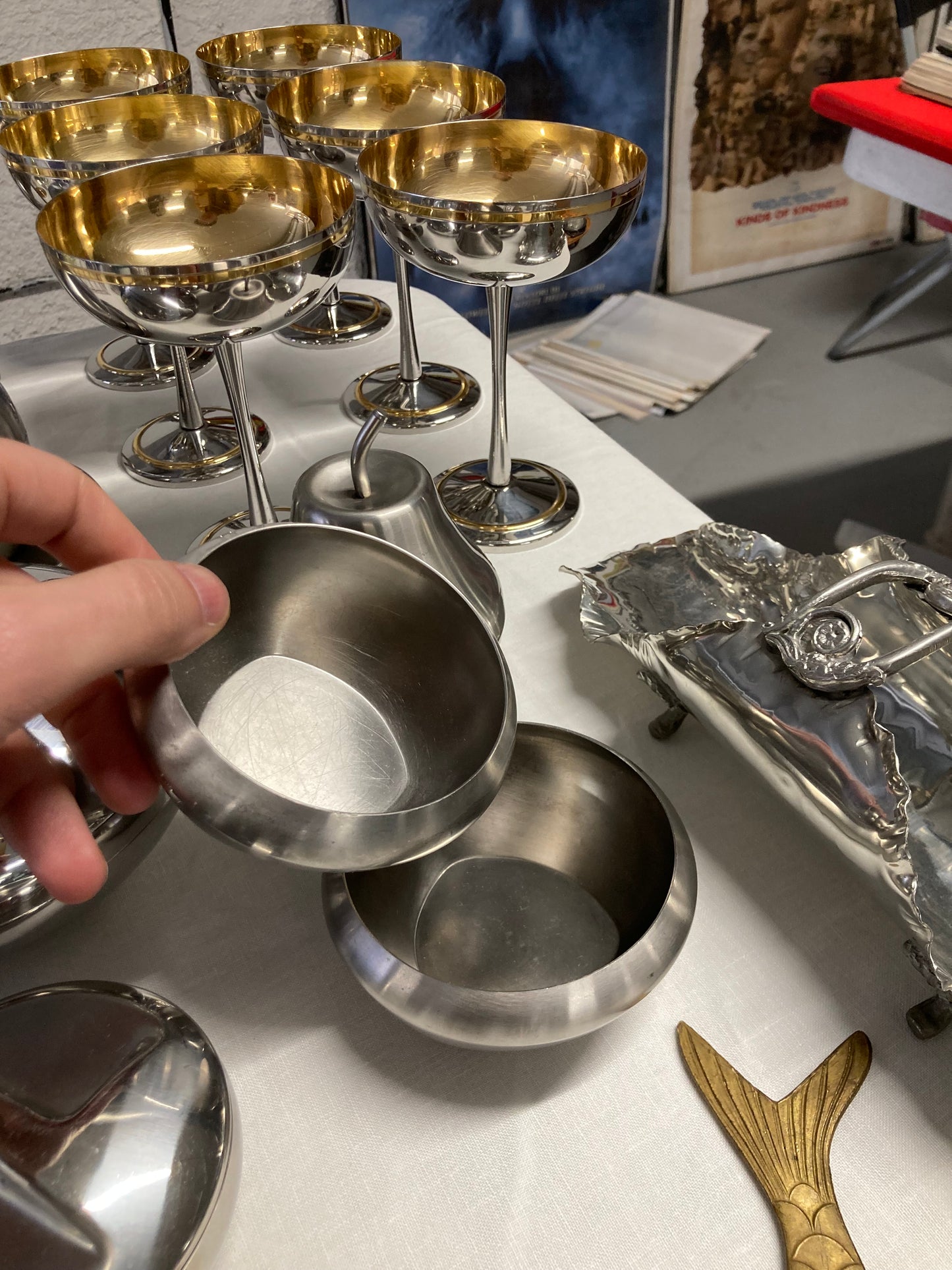 Couple of metal dessert bowls