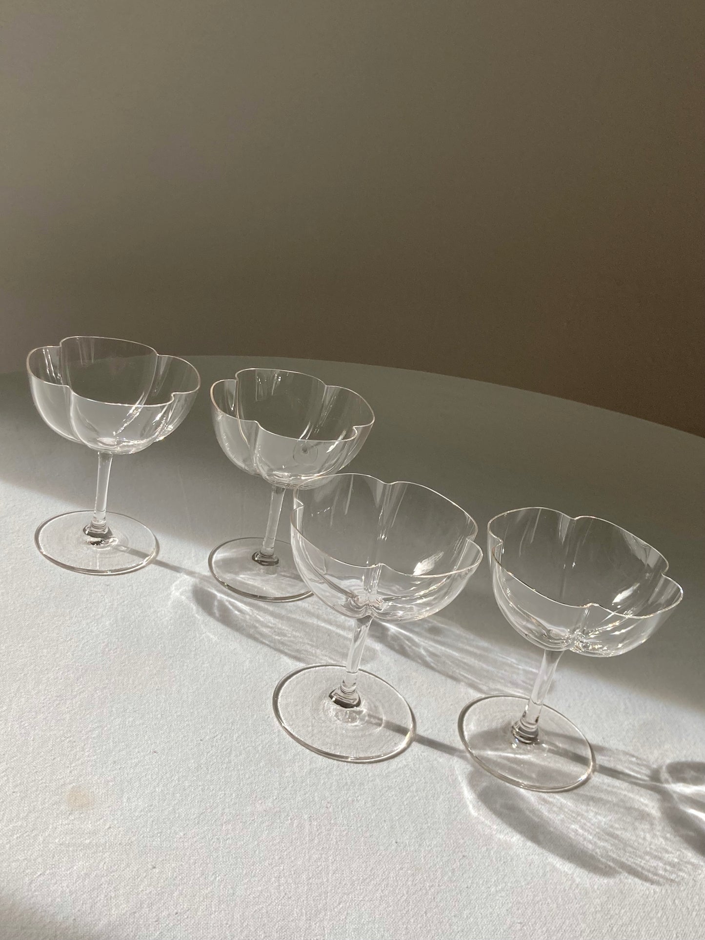Flower-shaped blown glass goblets