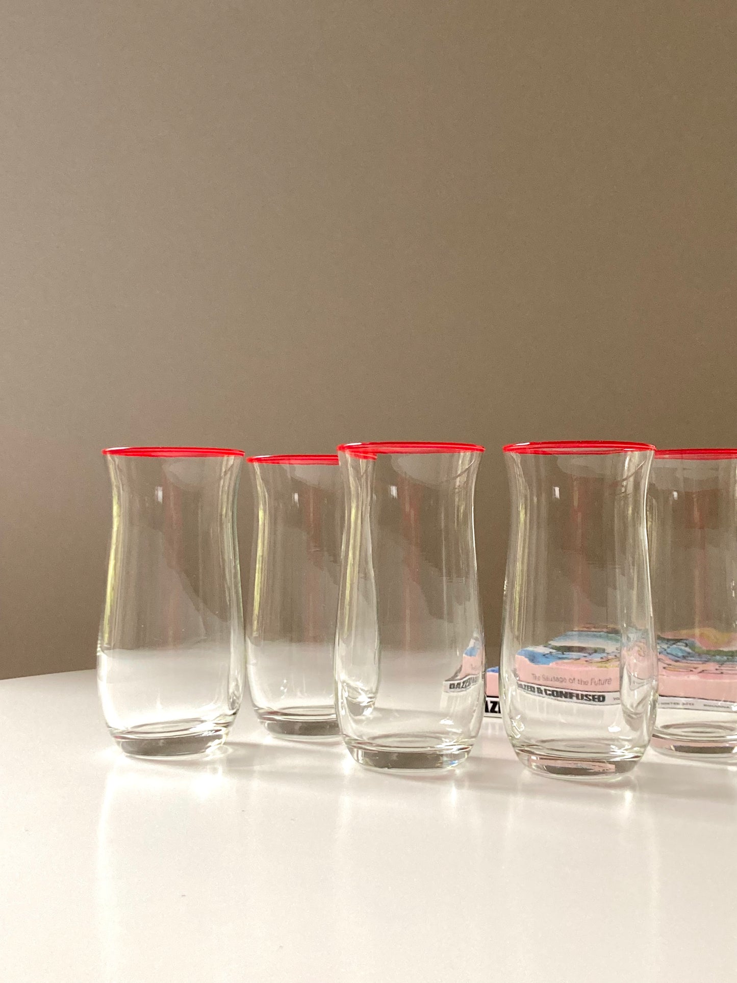 Set of 6 vintage glasses with flared rim