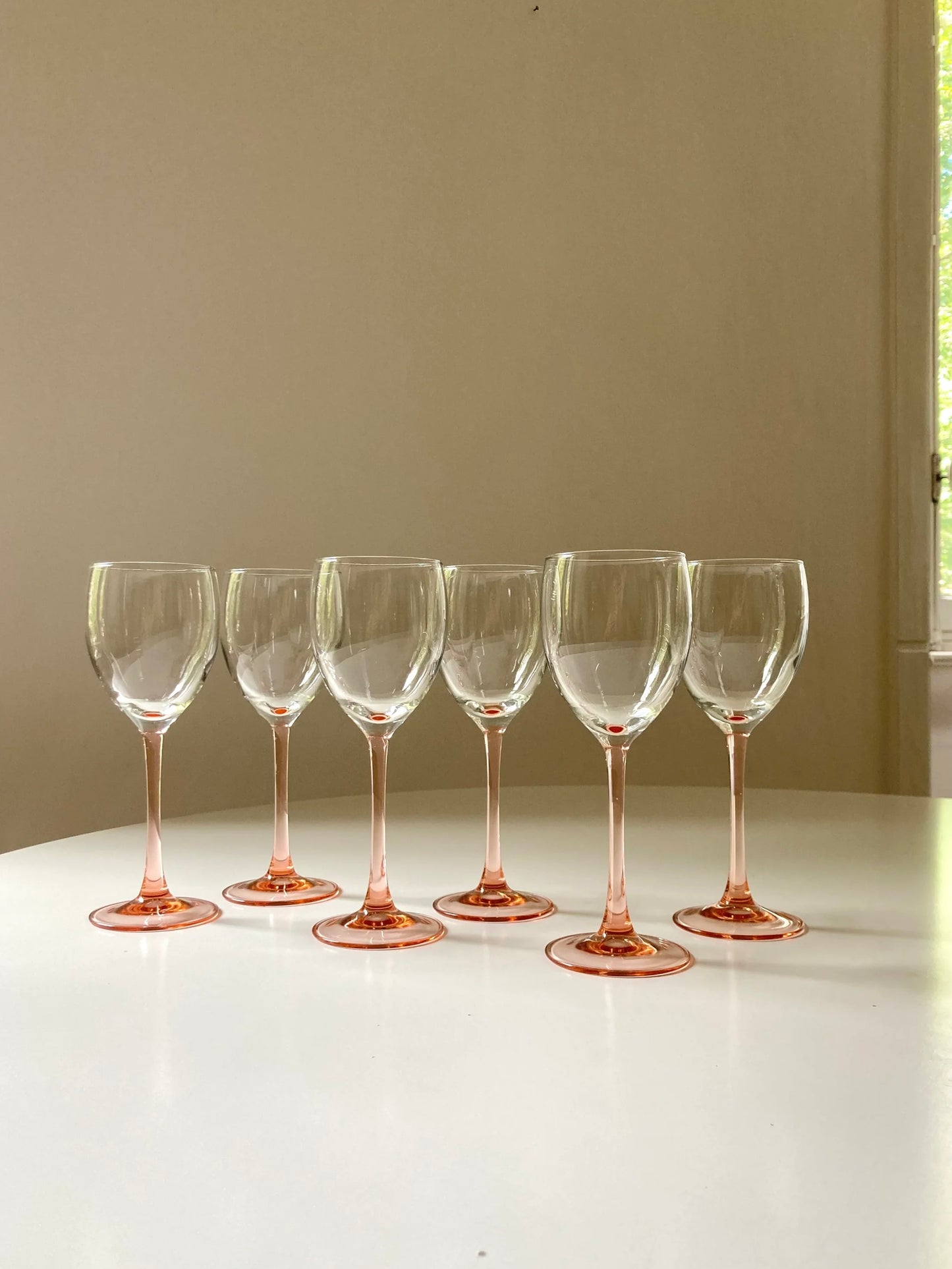 Set di 6 calici vintage a stelo rosa
