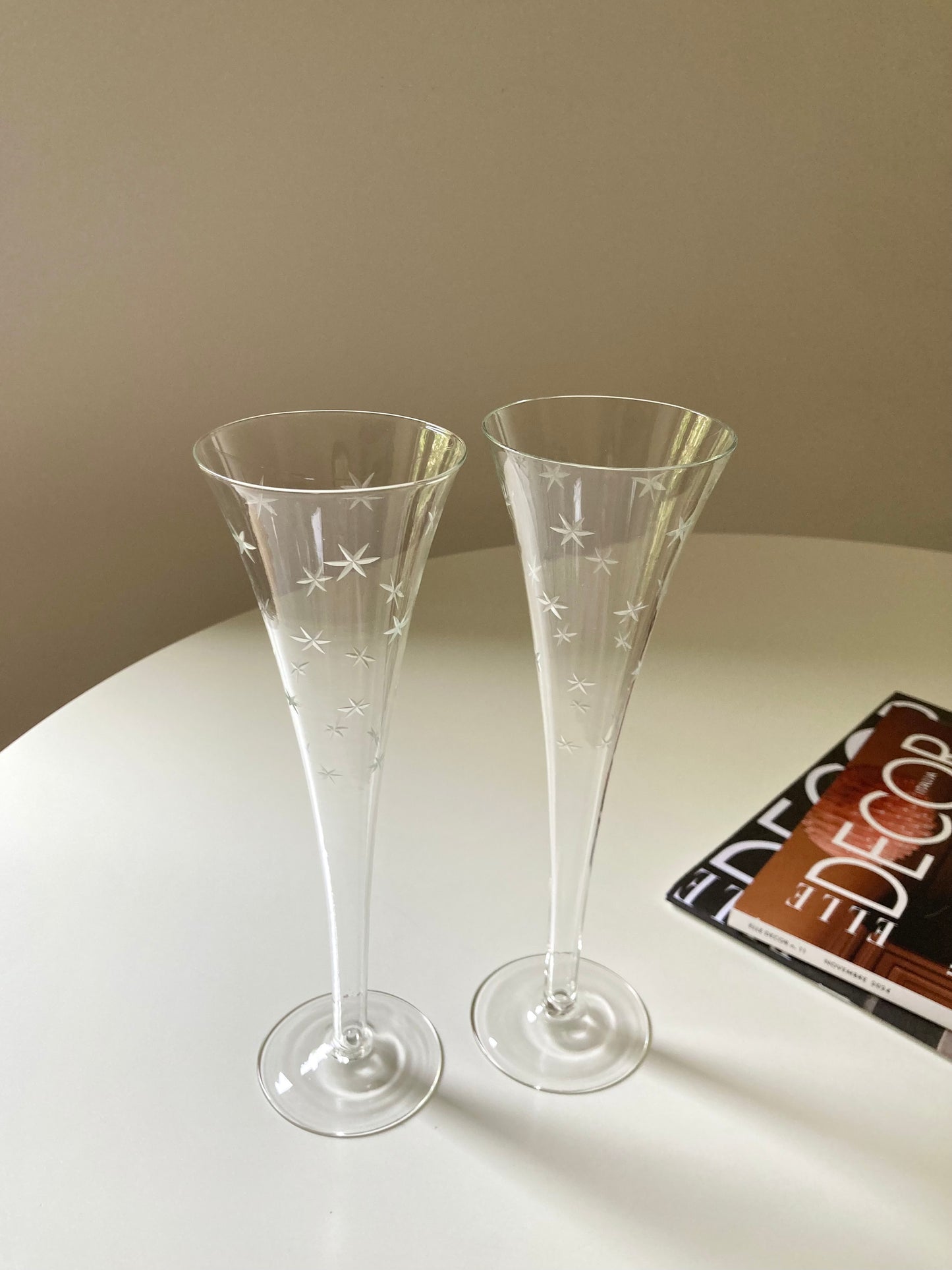 Set di 6 flute vintage con stelline