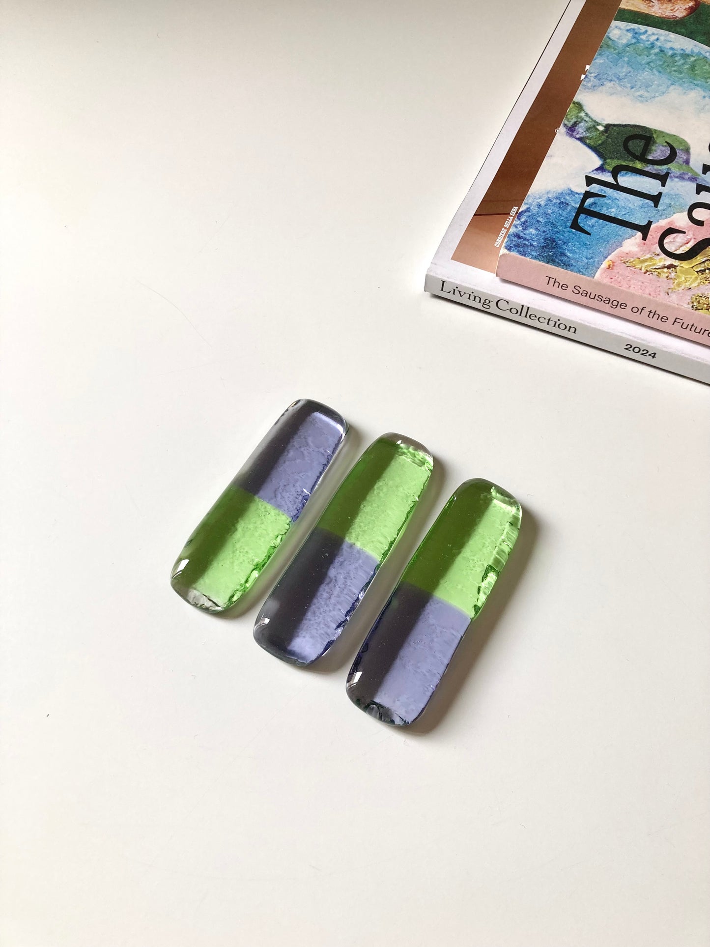 Set di poggia posate verde-lilla