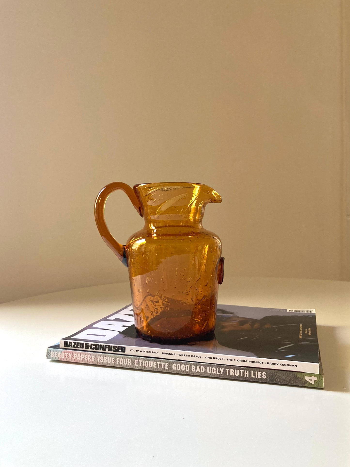 Vintage La Rochere carafe in amber glass