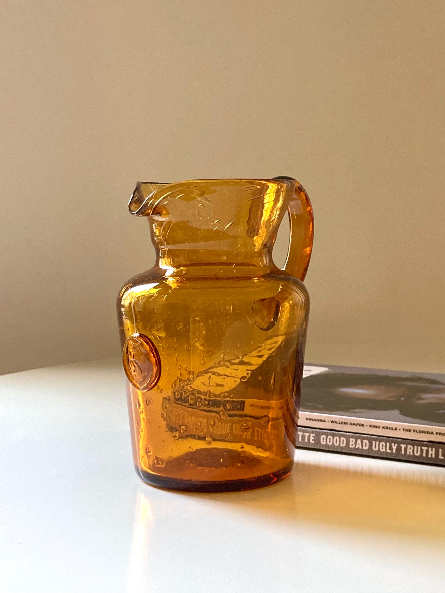 Vintage La Rochere carafe in amber glass