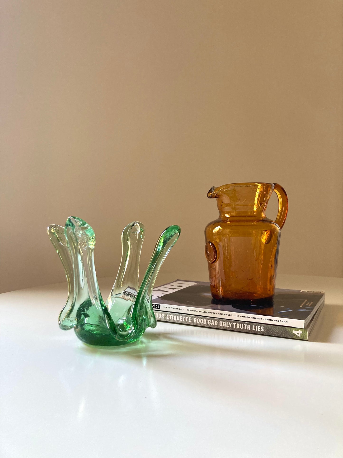 Vintage La Rochere carafe in amber glass