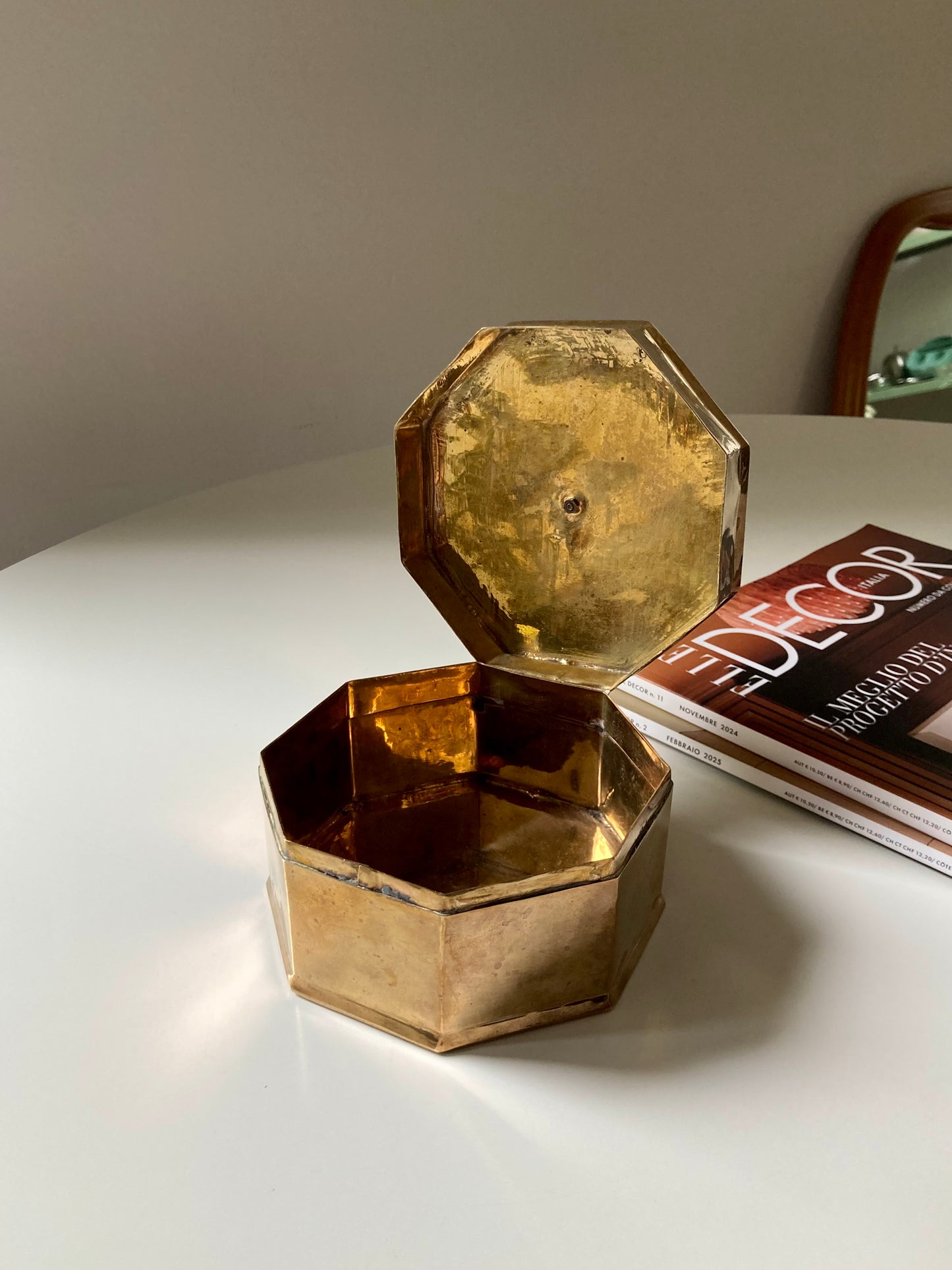 Portagioie vintage in ottone con fiocco