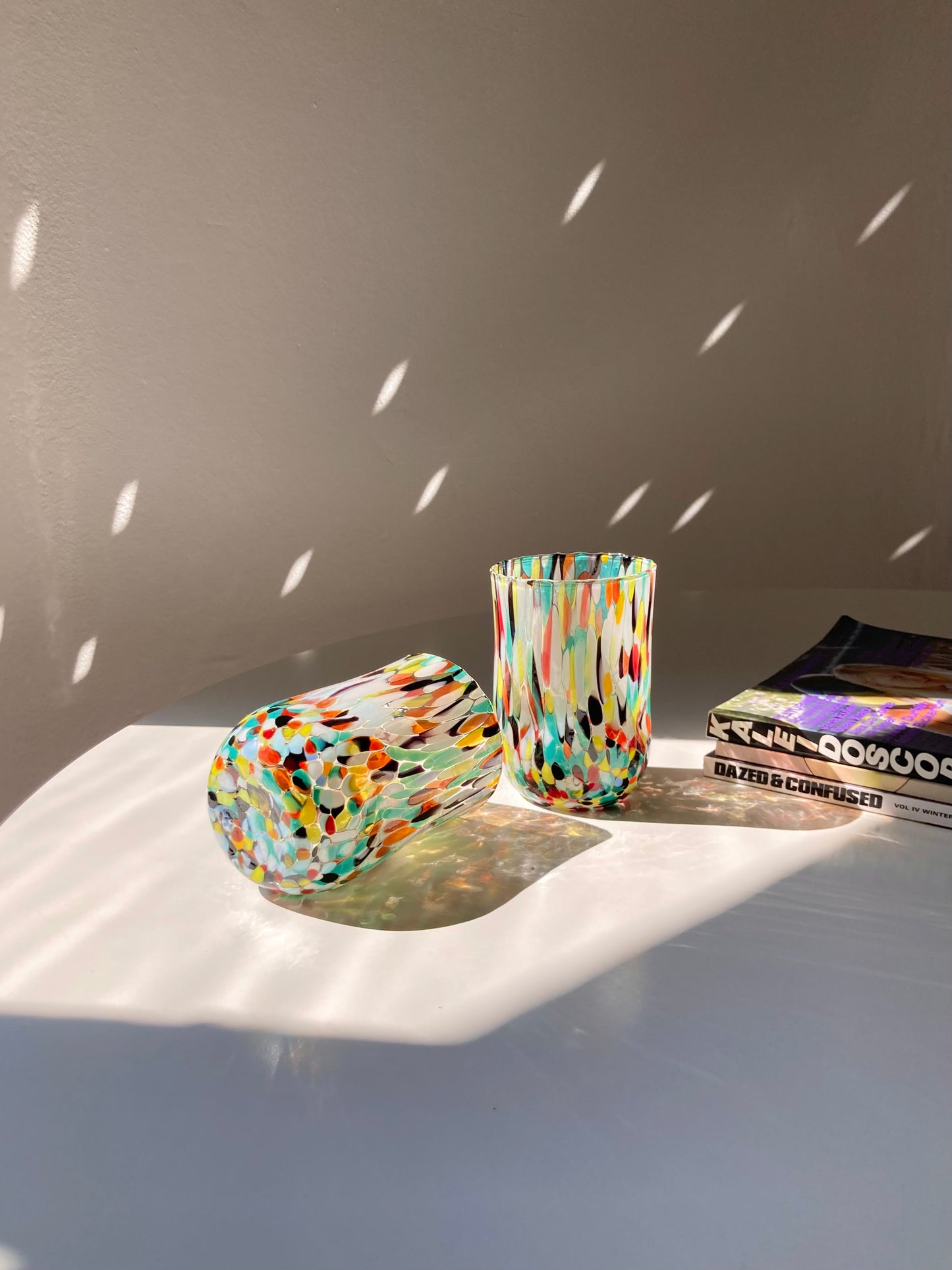 Pair of Gothic glasses in speckled glass