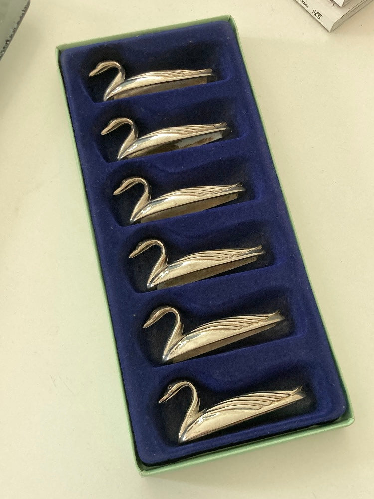 Set 6 cigni poggia coltello vintage