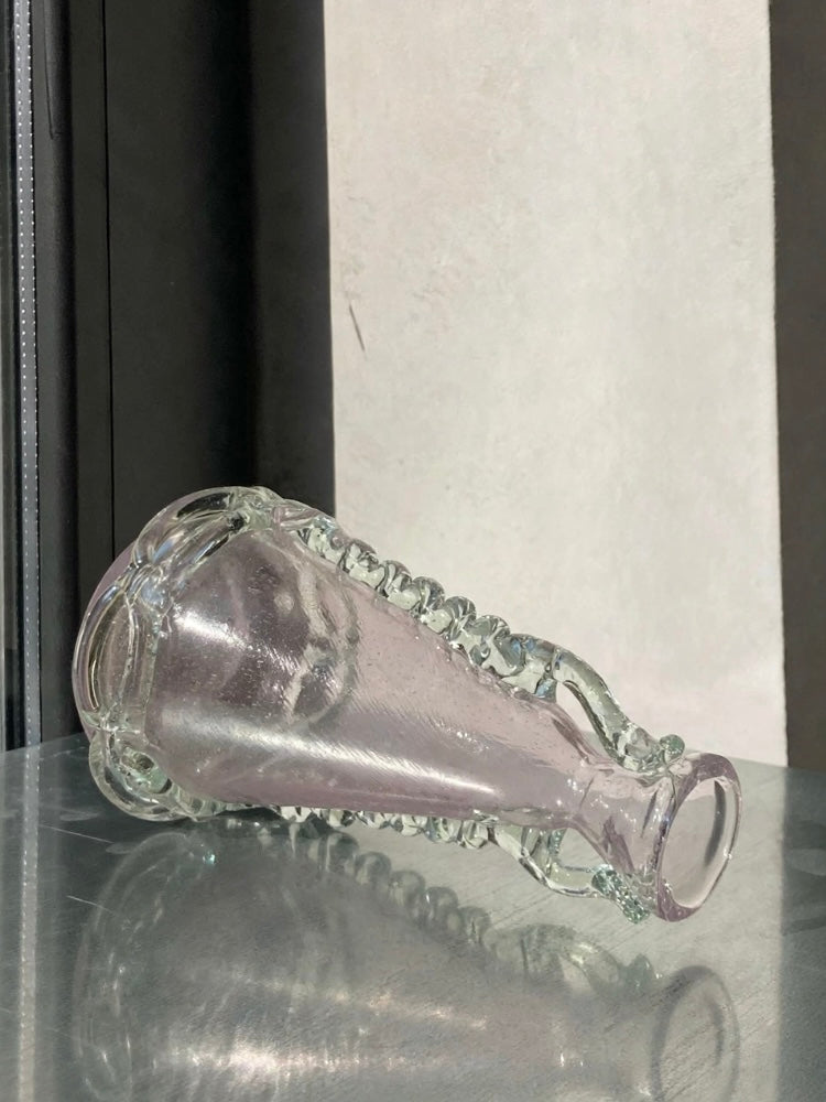 Vaso rosa di Murano vintage con greca