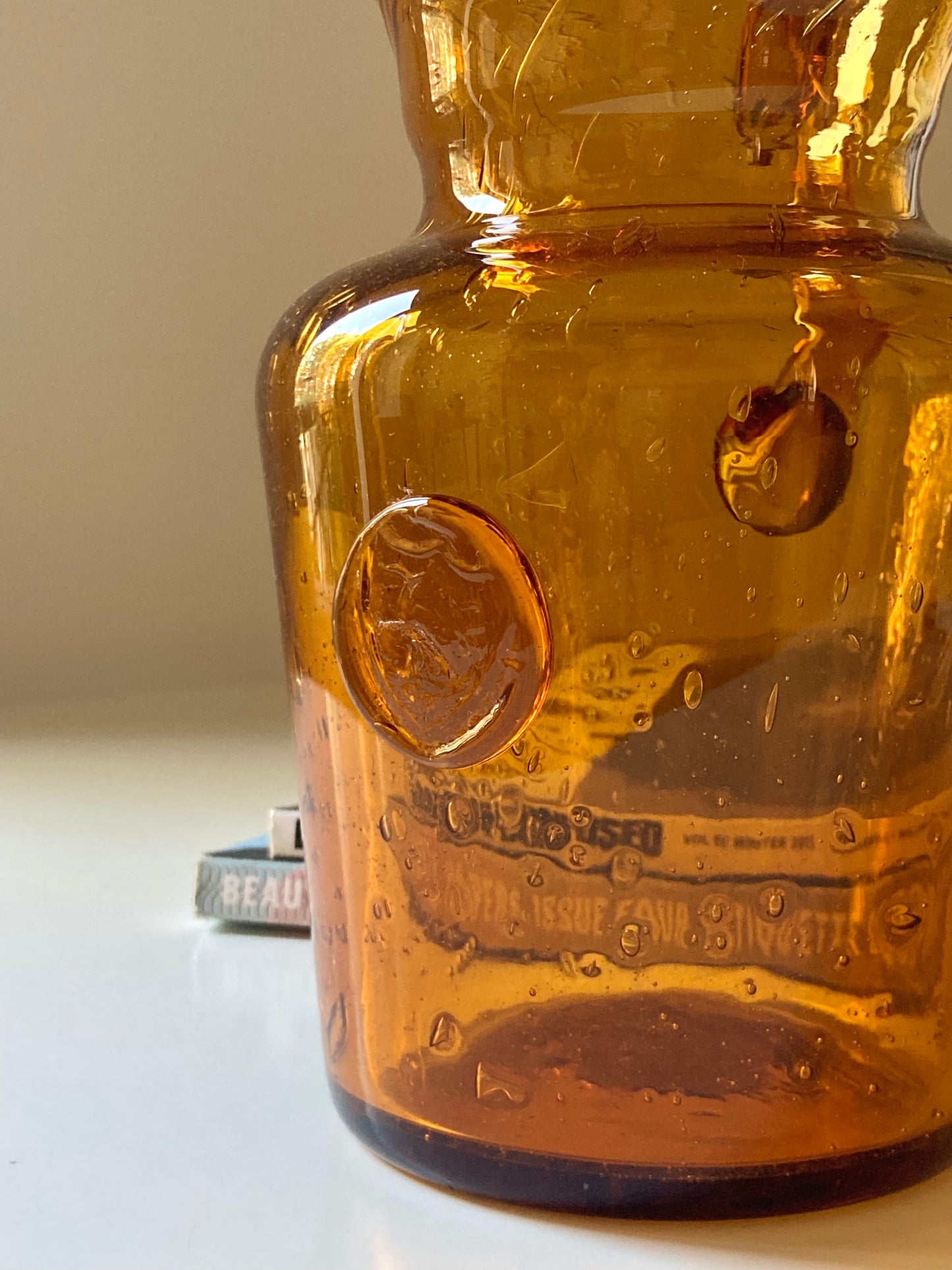 Vintage La Rochere carafe in amber glass