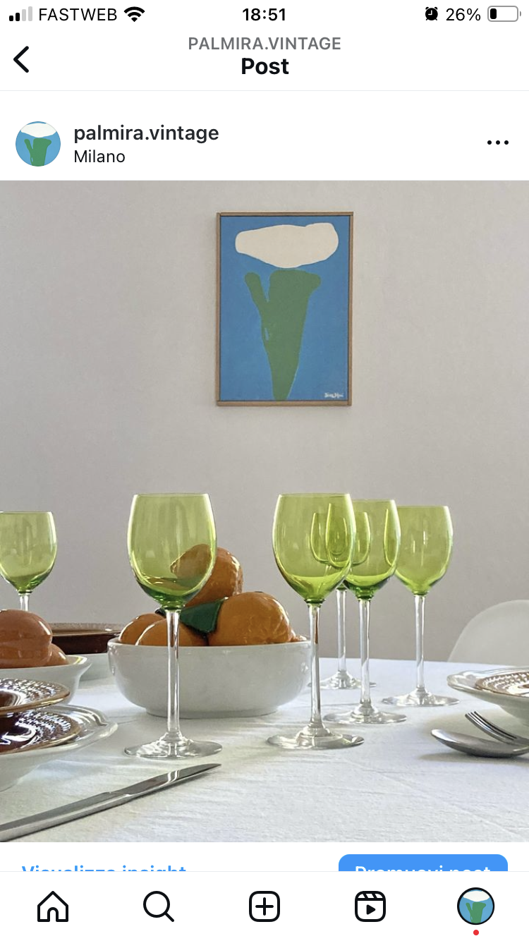 Set di 6 calici vintage francesi verdi