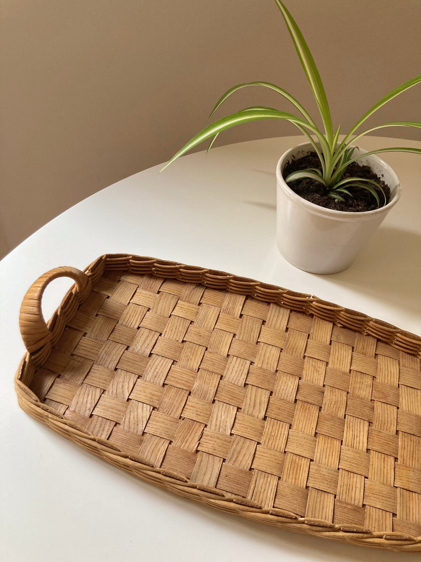 Vintage woven wooden tray