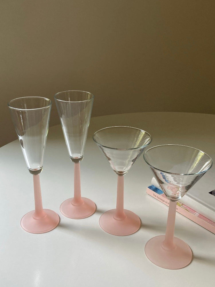 Set 4 flute stelo rosa satinato