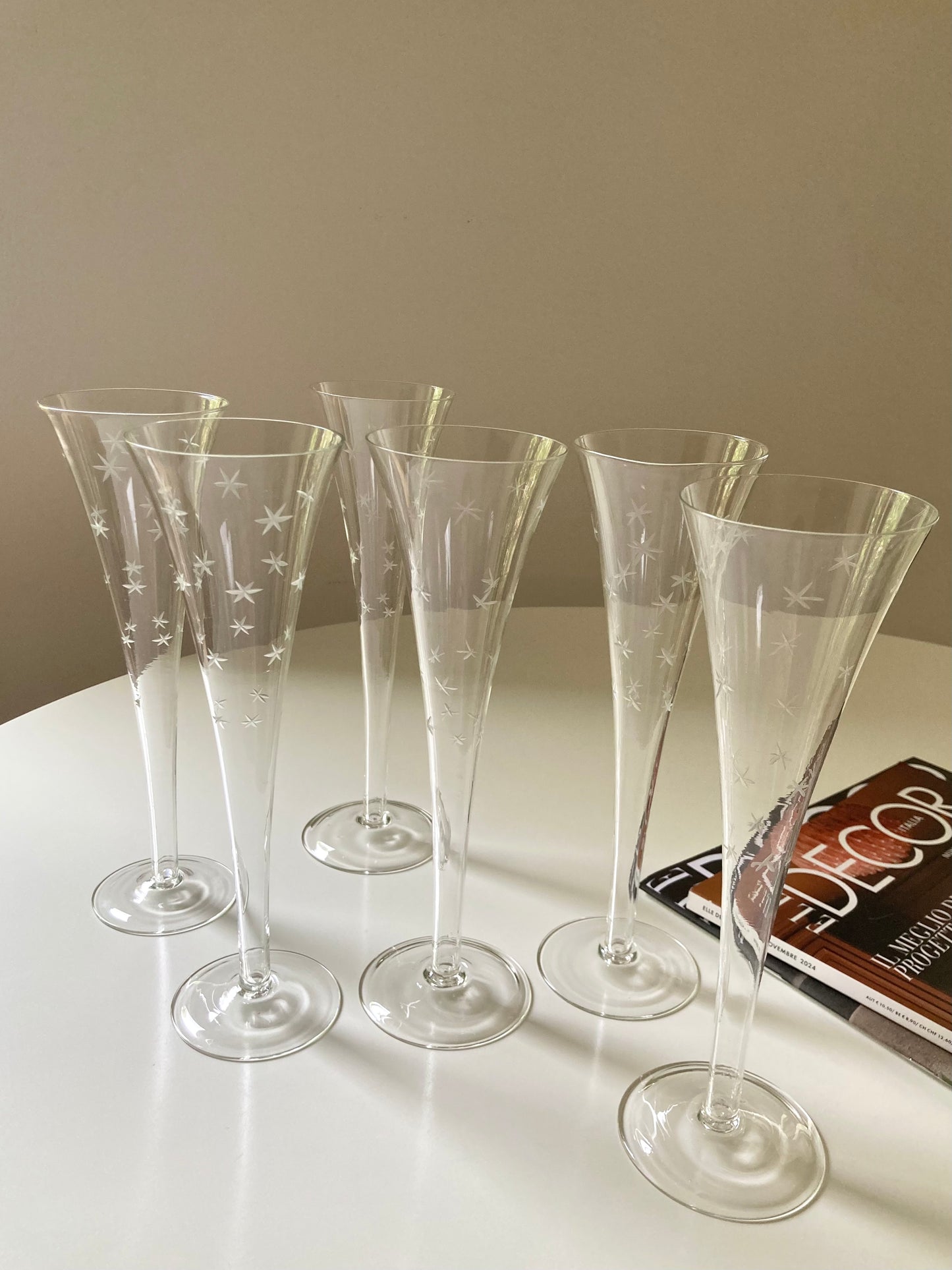 Set di 6 flute vintage con stelline
