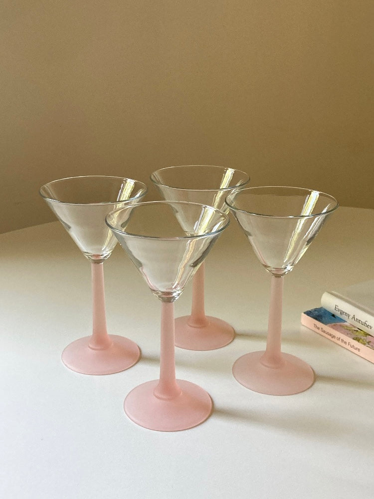 Set 4 calici coppa Martini stelo rosa satinato