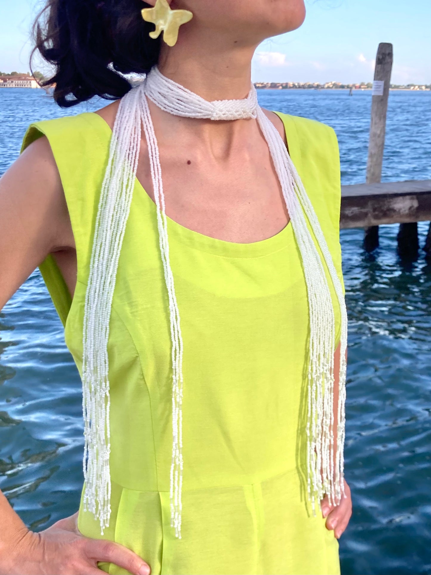 Collana scialle di perline in vetro