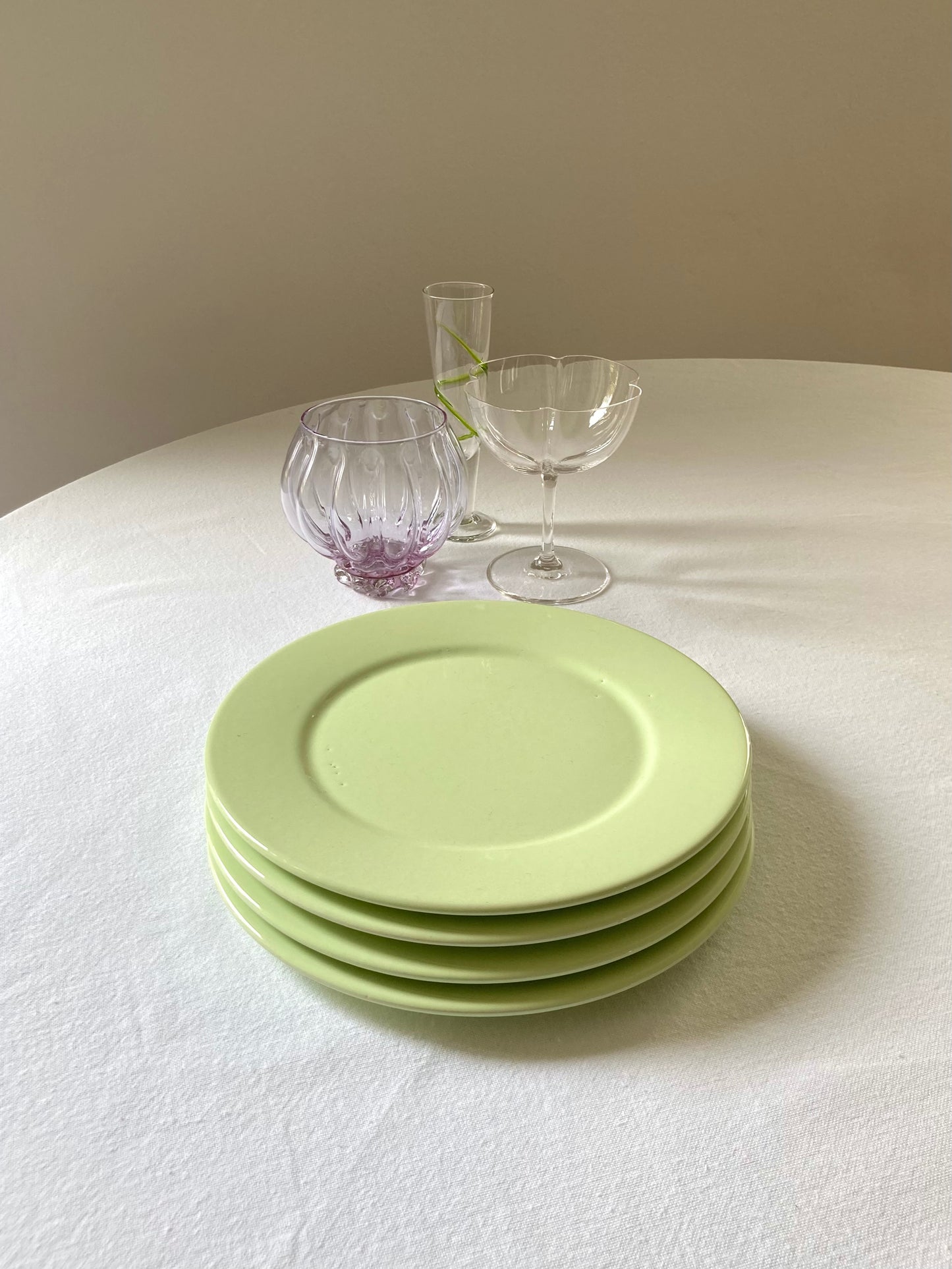 Set of 4 pastel green dessert plates