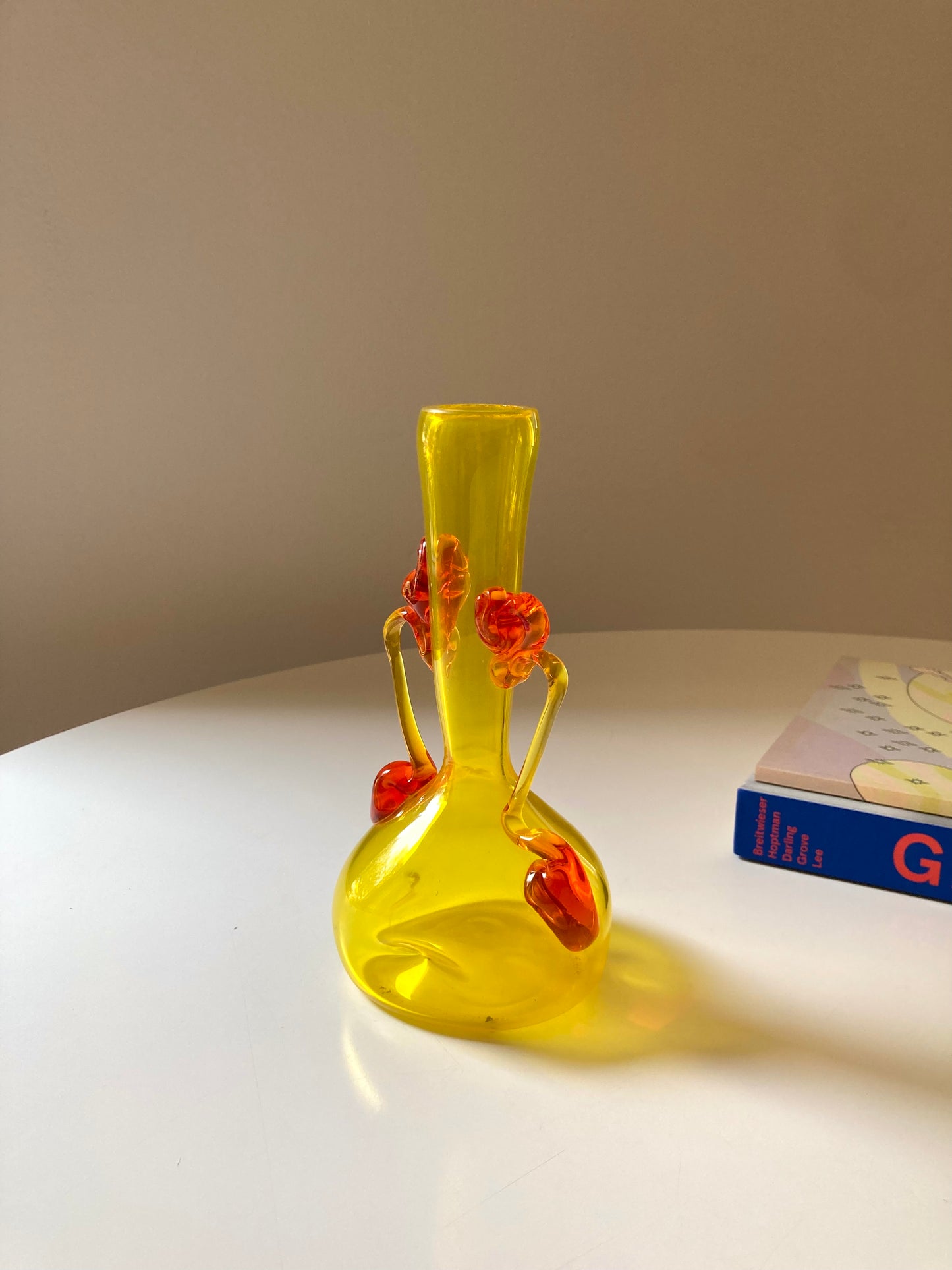 Vintage yellow and orange glass vase