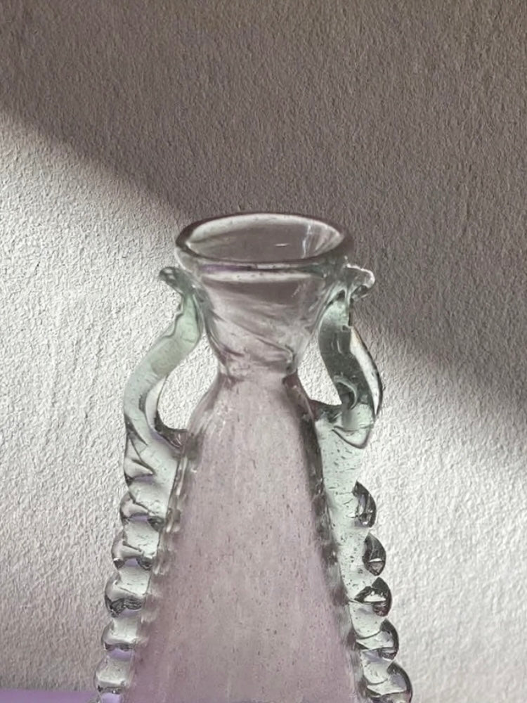 Vaso rosa di Murano vintage con greca