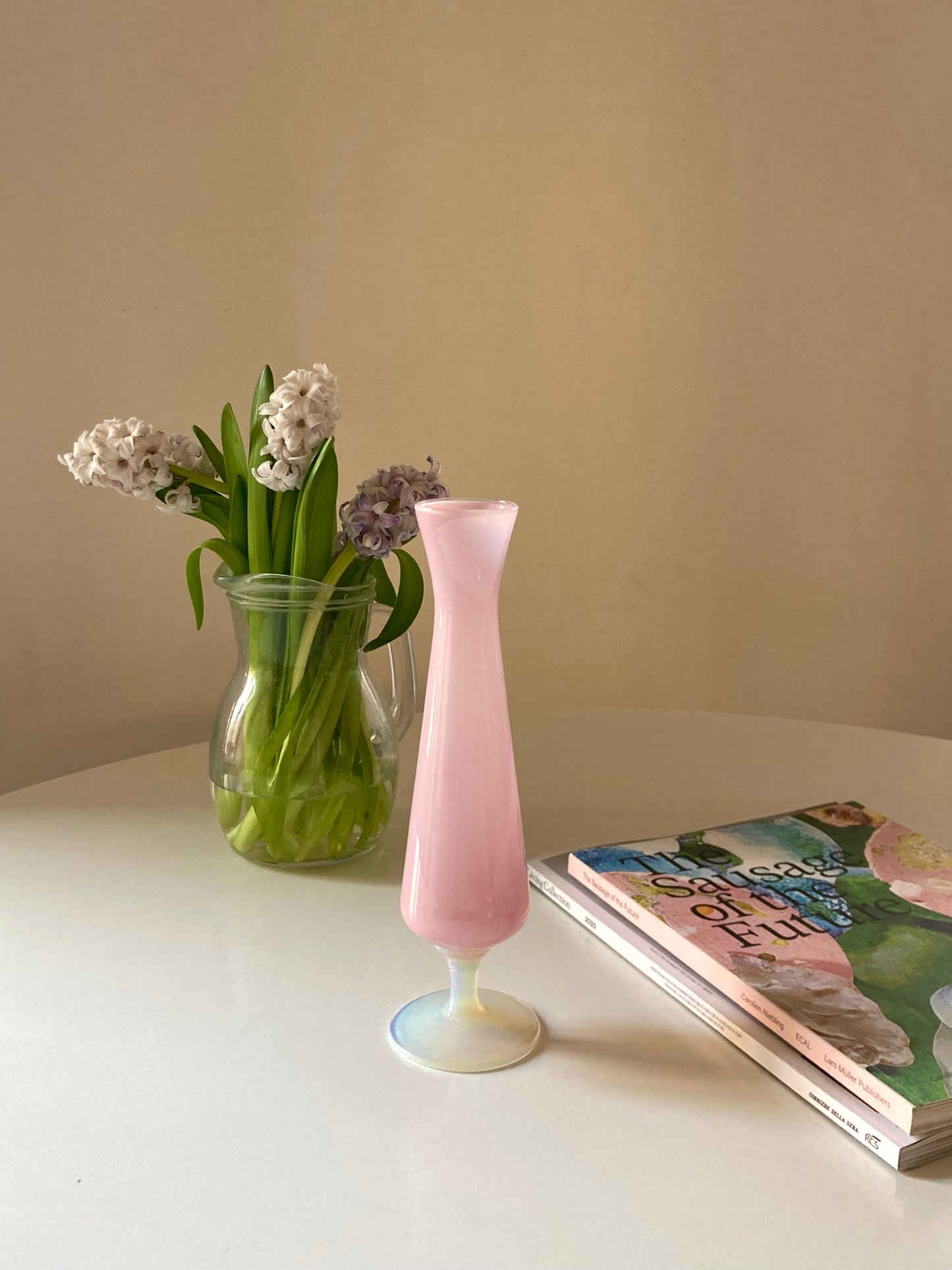 Pink opaline glass vase