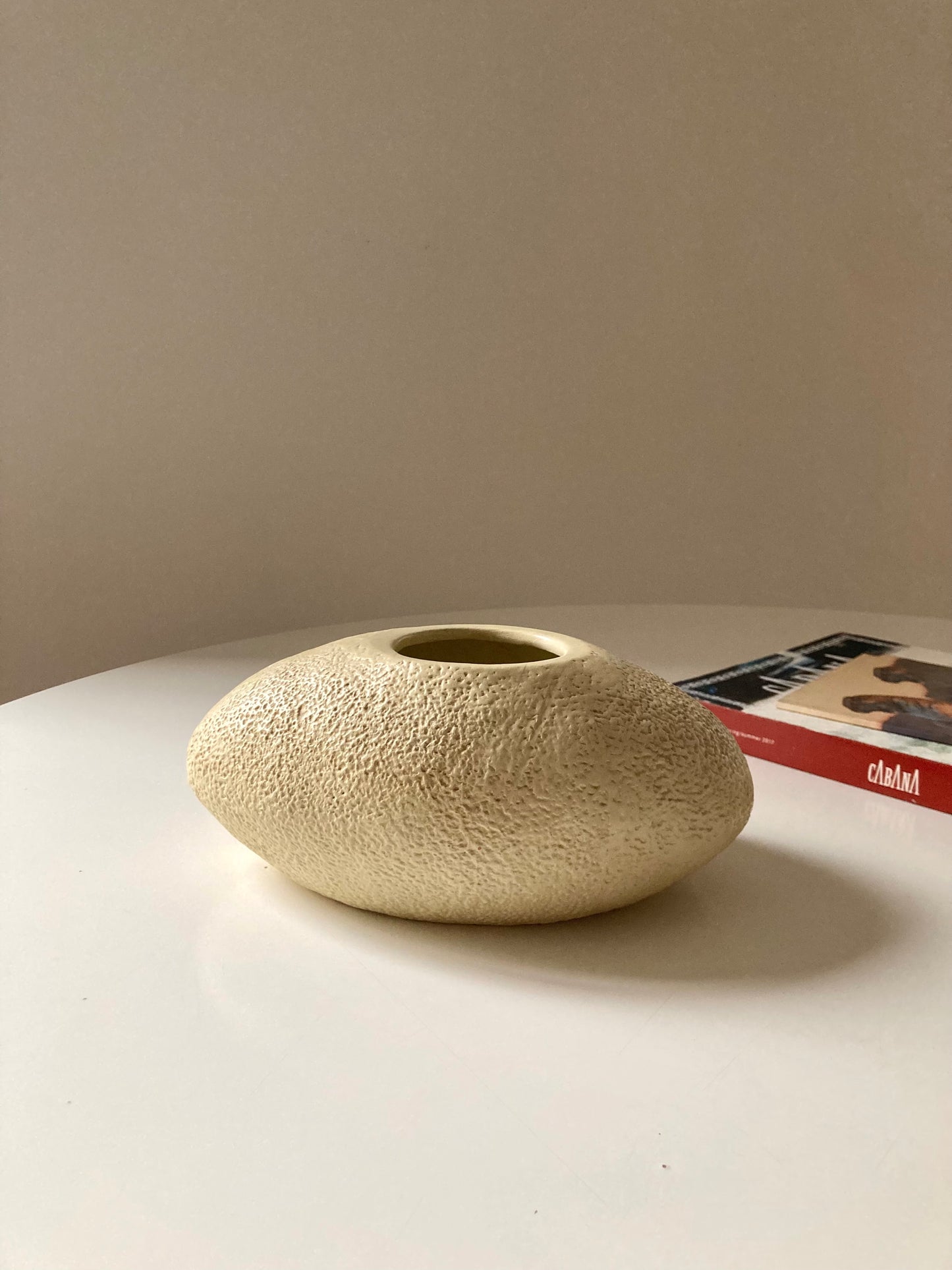 Oval vase with rough texture