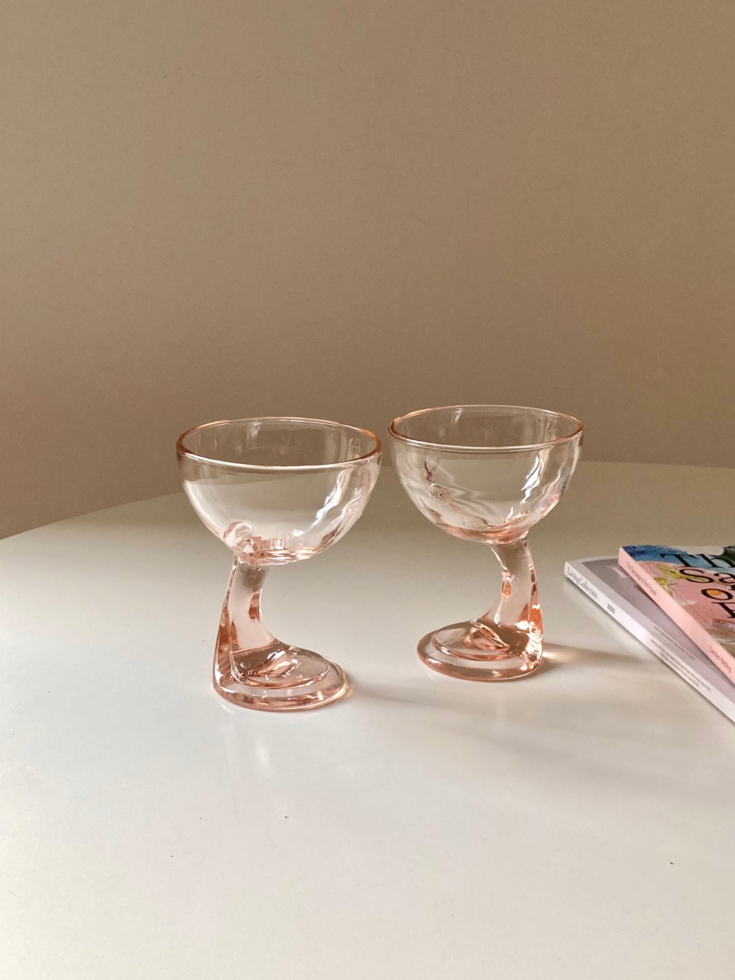 Pink glass dessert cups