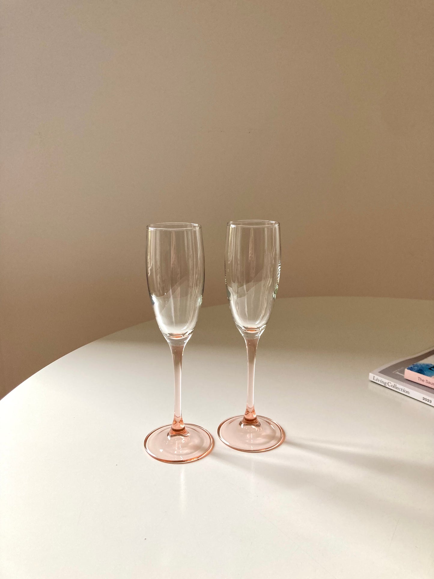 Vintage pink stemmed glass set