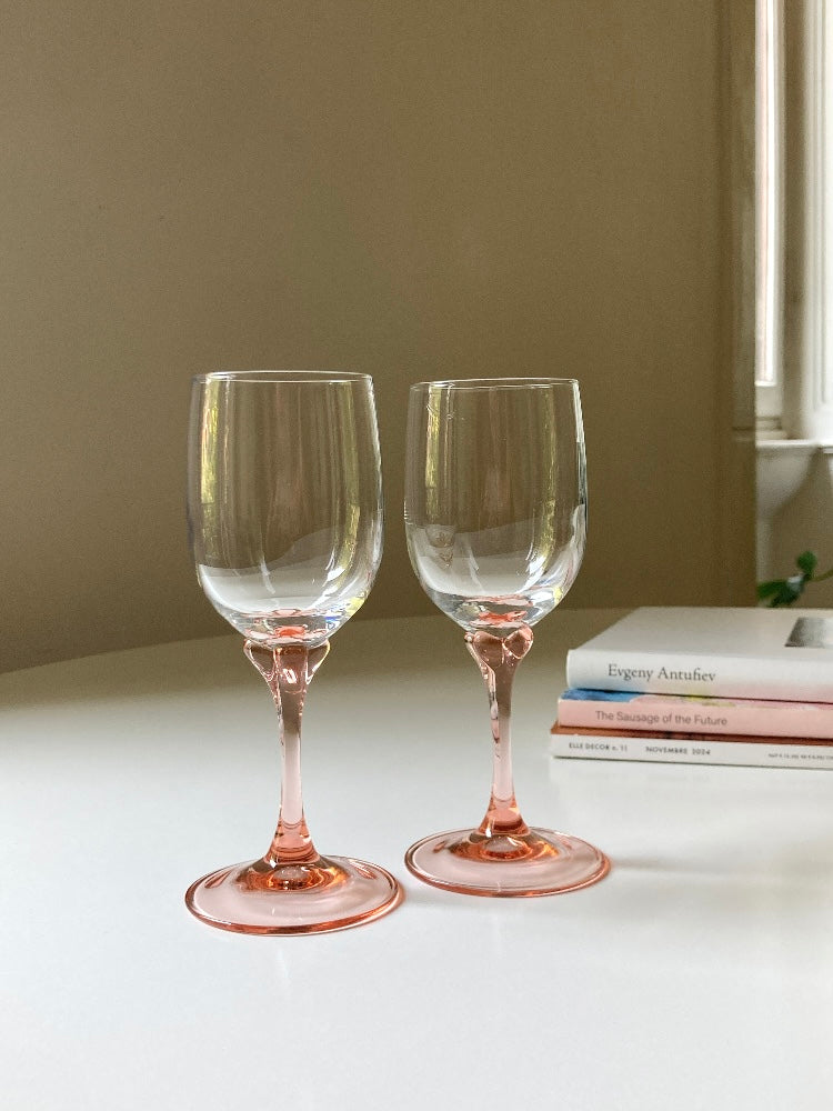 Set di 8 calici vintage con stelo rosa