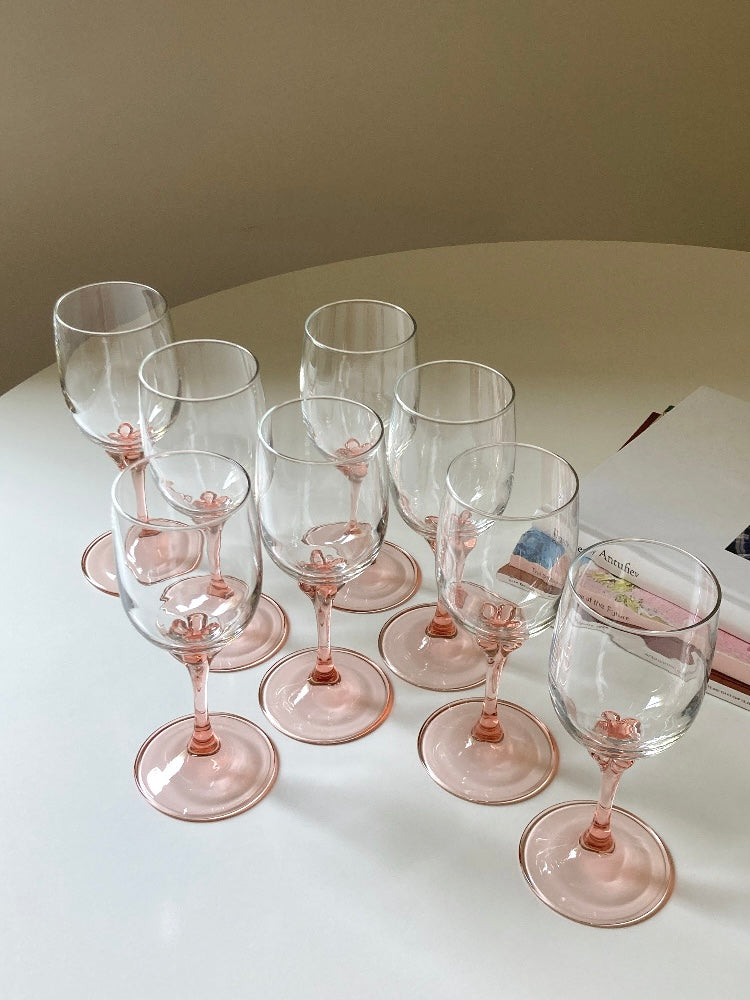 Set di 8 calici vintage con stelo rosa