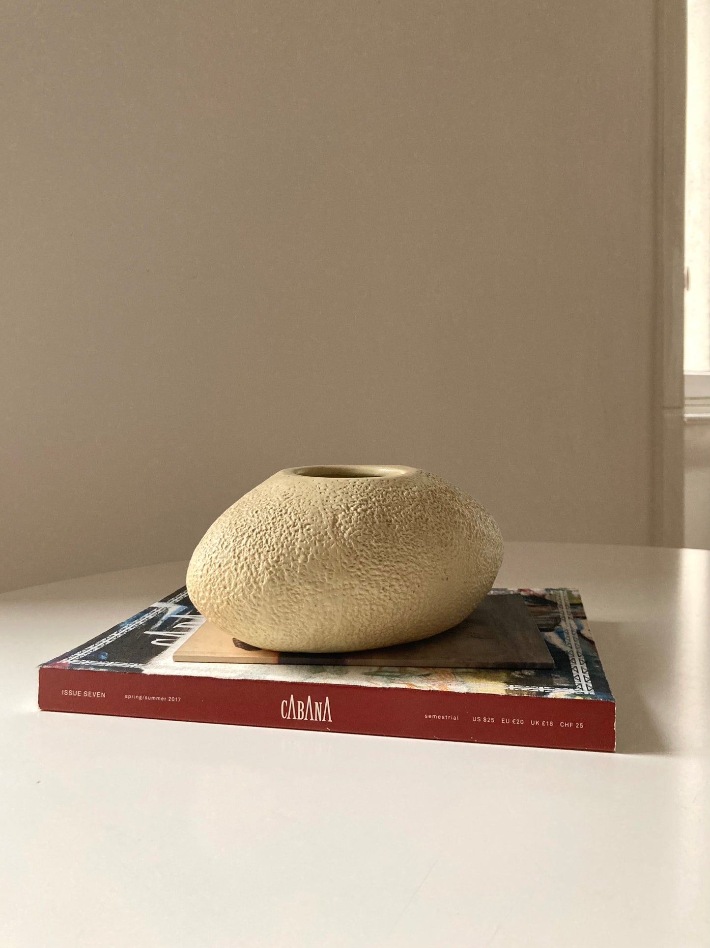 Oval vase with rough texture