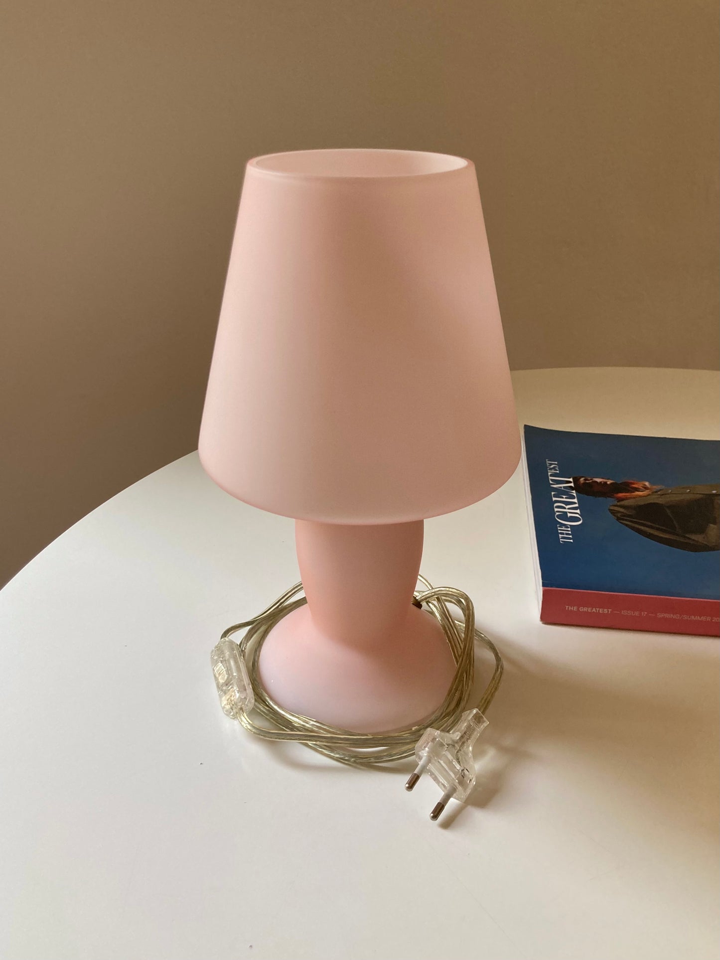 Pastel pink glass lamp