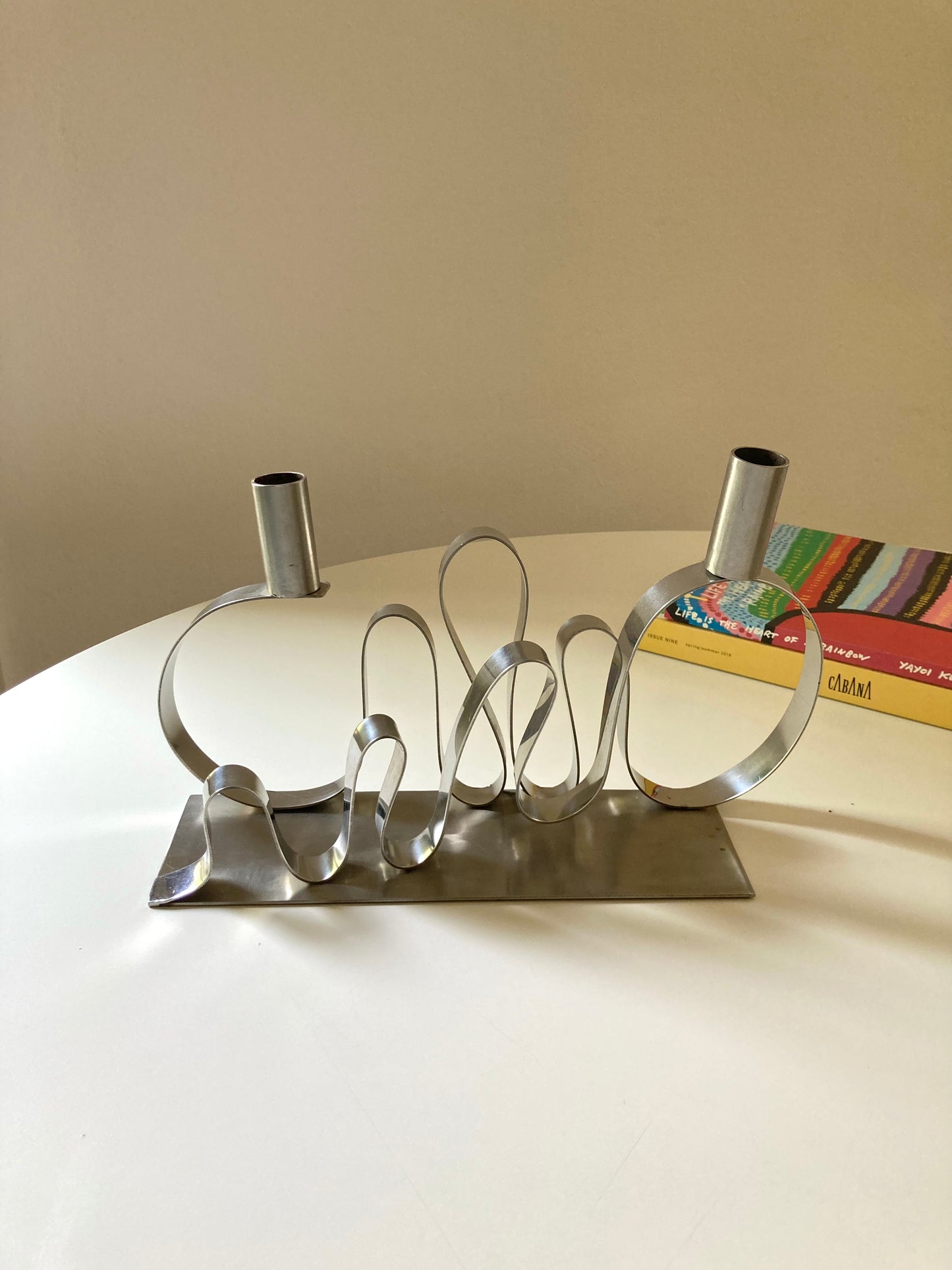 Handmade metal candle holder