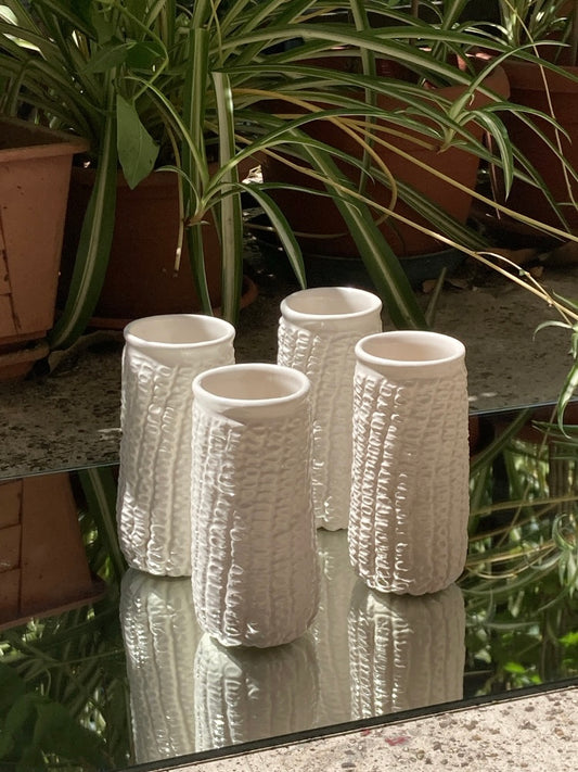 Set di 4 bicchieri pannocchia in ceramica
